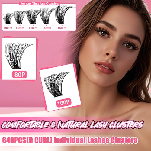 Lash Clusters Kit 640Pcs DIY Eyelash Extensions with Bond & Seal