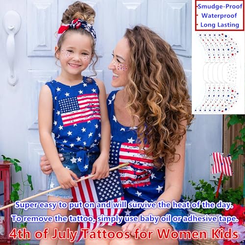 Red White Blue Glitter Freckles Tattoo - 4th of July, 6 Pack