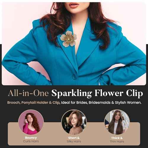 2.9 Inches Created Crystal Hibiscus Flower Hair Clips for Women | Headdress Bobby Pins Tropical Accessories for Women | Elegant Boho Braids Artificial Hawaiian Flower Clips for Woman Golden Yellow