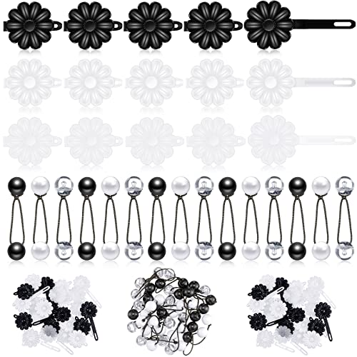 72 Pcs Hair Accessories Set - Barrettes, Hair Balls, Self Hinge Ties, Bubble Bows, Flowers, Plastic Clips for Girls, Baby, Toddler (Black, White, Clear)