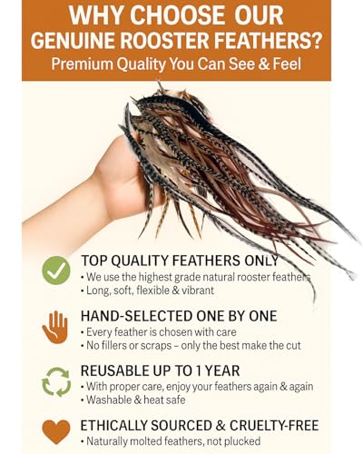 Feather Hair Extensions - 25 Loose Rooster Feathers, 6-11 Inches
