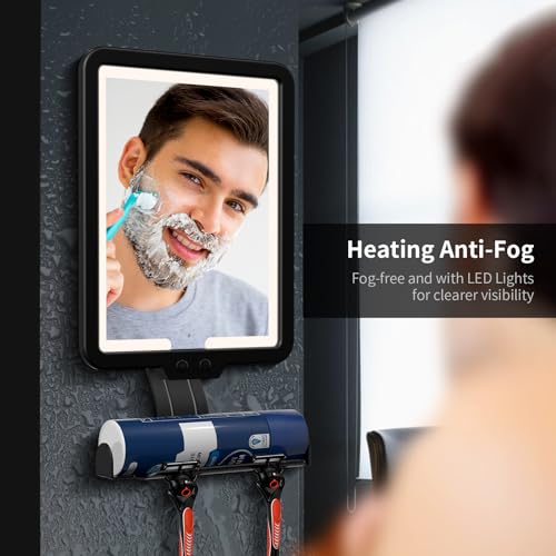 Fogless Shower Mirror with 3-Color LED Light & Defogging