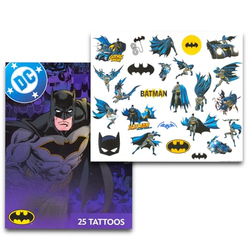 Batman Temporary Tattoo Party Favors Set - 75 Tattoos & 3 Sticker Packs
