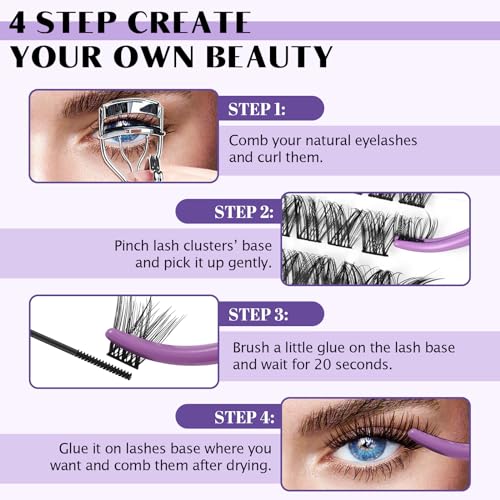 Lash Clusters Kit 120 PCS Eyelash Extension Kit 10-16 Mixed DIY Lash Extension Kit C D Curl Eyelash Clusters Kit with Super Hold Lash Bond and Seal Individual Lashes Kit for Beginners (Kit,DV02)