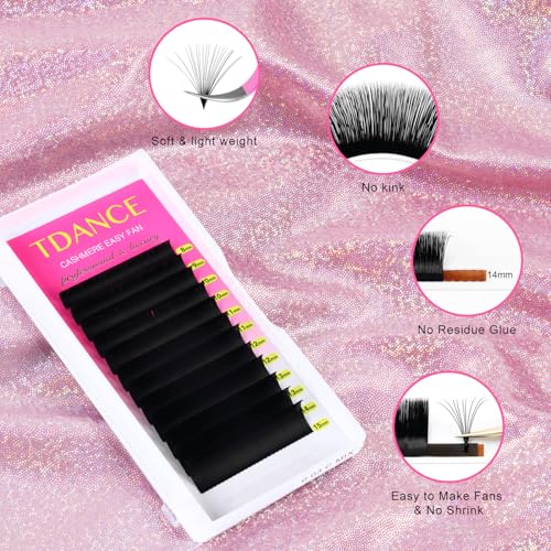 TDANCE Cashmere Easy Fan Lash Extensions D Curl 0.07mm 14-19mm