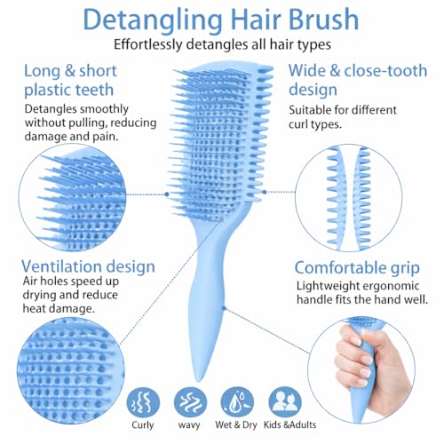 Detangler Brush for Curly Hair | 4-in-1 Styling Set