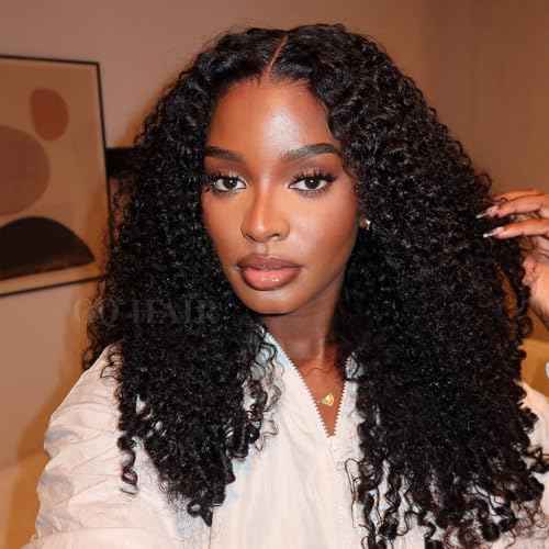 OQ HAIR Burmese Curly Glueless Wigs Human Hair Pre Plucked Pre Cut 180% Density 9x6 HD Lace Wear and Go Glueless Wig for Women Natural Color 22 Inch
