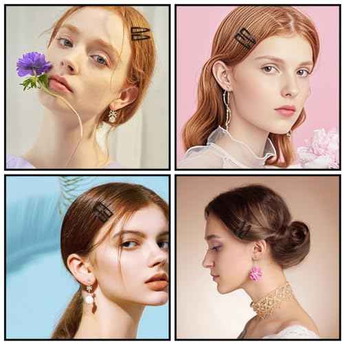 20 Pcs Double Grip Metal Snap Hair Clips for Women/Girls,Small Barrettes for Thin/Fine/Short Hair,Strong Hold Hair Accessories, (Black)