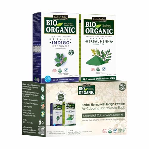 Indus Valley Organic Indigo & Henna Powder Hair Color Combo Kit