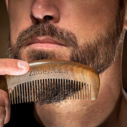 ZilberHaar Beard Comb ? 100% Sandalwood ? Essential Beard Care Accessory for Men ? Hand Made