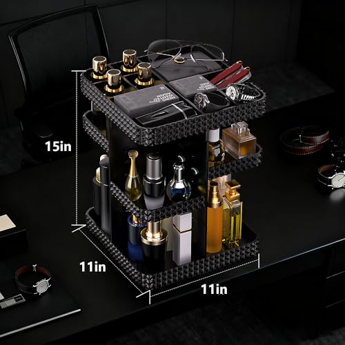 360¡Æ Rotating Makeup Organizer, Organizador De Perfumes Large Capacity Cosmetics Storage Vanity Shelf Countertop, Fits Cosmetics, Perfume, Skin Care, Lipsticks (Black)