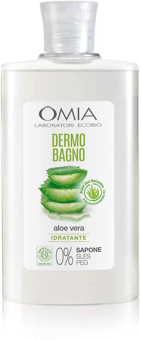 Omia Dermo Eco Bio Bath with Aloe Vera of Salento, Gentle and Refreshing Body Wash Dermatologically Tested, Vegan Formula and Nickel, Dermatologically Tested, 400ml Bottle