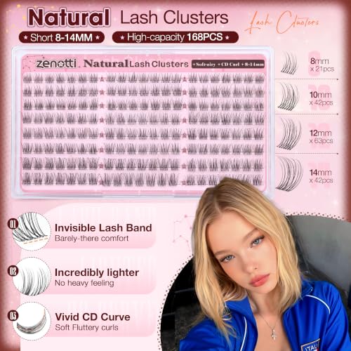 Wispy Eyelash Clusters 8-14mm Natural Short Fake Lashes 168 Pack by Zenotti