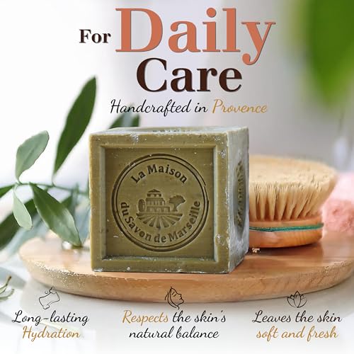 Authentic Savon de Marseille Soap ? French Milled Bar Soap with Saponified Olive Oil ? Fragrance-Free, 100% Natural Ingredients ? For Body, Face, Hands & Home ? Cleanser Made in France - 3x10.6 oz