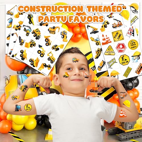 96 Pcs Construction Truck Temporary Tattoos for Kids