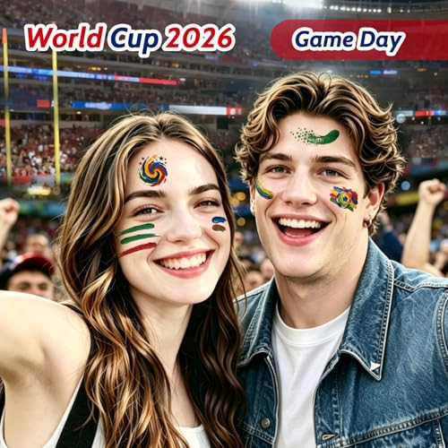 Mexico Flag Face Tattoos - Waterproof Game Day Stickers