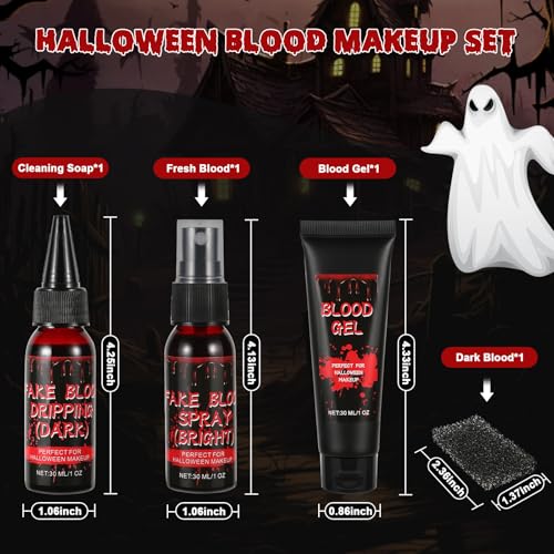 Halloween Fake Blood Makeup Kit - Realistic & Safe