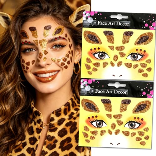Glitter Giraffe Face Stickers - Temporary Sparkly Makeup Art Decals