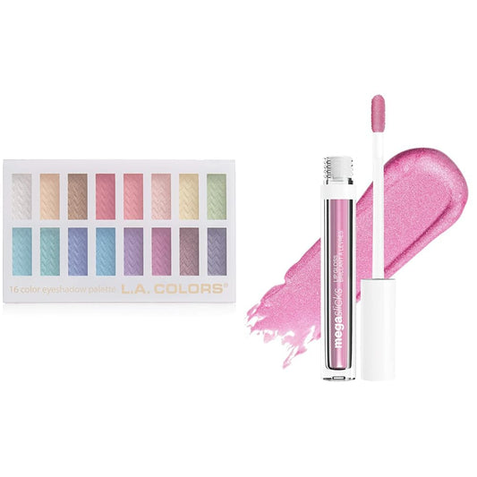 L.A. COLORS 16 Color 1.02 Ounce Eyeshadow Palette & wet n wild Hyaluronic Acid Mega Slicks Sinless Lip Gloss