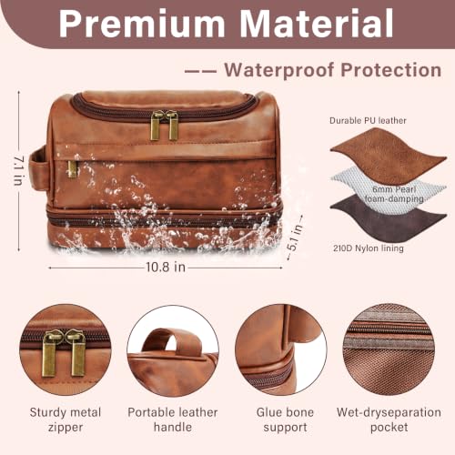 Personalized Leather Toiletry Bag for Men | Custom Engraved