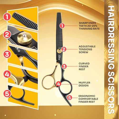 Hair Cutting Scissors Shears Kit, 6.7¡±Barber Shears, Professional Thinning Shears for Hair Cutting & Haircut Scissors for Barber/Salon/Home/Men/Women/Kids/Adults Shear Sets (Black)