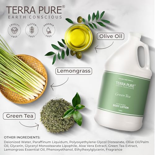 Terra Pure Green Tea Hotel Body Lotion | 1 Gallon | For Hospitality & Vacation Rentals to Refill Dispensers | (Single Gallon)