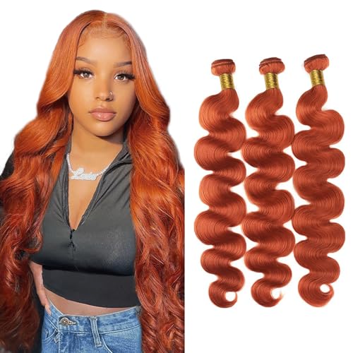 Fridnae Ginger-#350BB Human Hair Bundles - Body Wave 12-34 Inch, 3 Pack