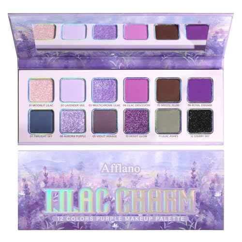 Purple Eyeshadow Palette, Pigmented Matte Shimmer Lavender Lilac Eye Shadow Pallet for Green Eyes, Bright Long Lasting Metallic Multichrome Violet Pink Makeup Pallet for Daily, Smoky, Goth, Blendable