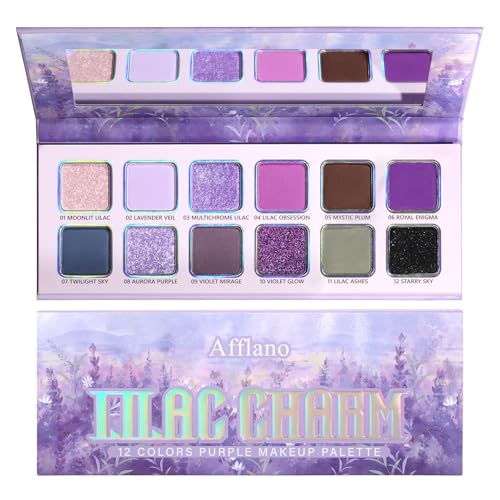 Purple Eyeshadow Palette - 12 Shades Matte & Shimmer
