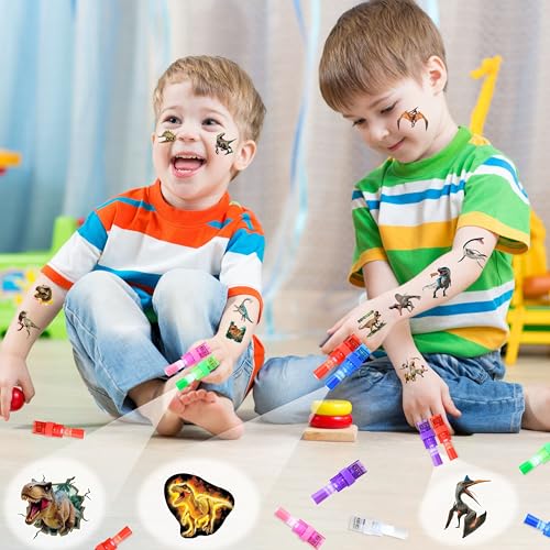 72 Pcs Dinosaur Party Favors Set - LED Finger Lights & Glow Tattoos