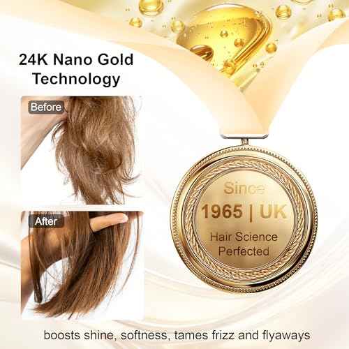24K Gold Hair Oil Made in the UK ? Repair & Shine Serum with Coconut, Argan & Olive Oils ? Vegan Heat Protectant, Frizz Control for Dry, Damaged Hair (2.02 Fl Oz (Pack of 1))