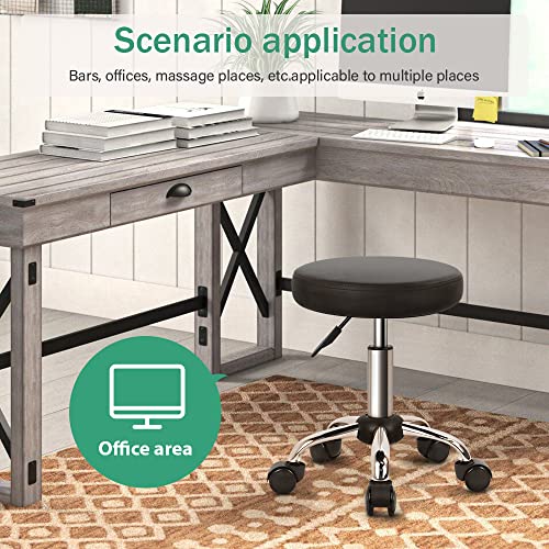 Adjustable Salon Stool with Wheels - Rolling Task Chair for Spa