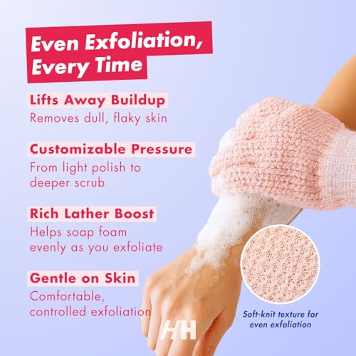 Handmade Heroes Exfoliating Gloves – 2pc Reusable Body Scrub Mitt