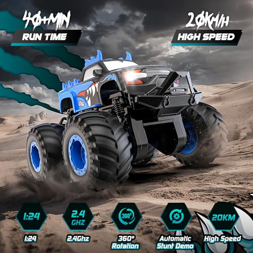 HENEROAR 1:24 All Terrain Monster Truck RC Car with Stunt & Off-Road Capability