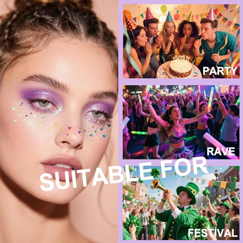 Yosca Glitter Freckles Face Tattoo - 6Pc Holographic Temporary Makeup