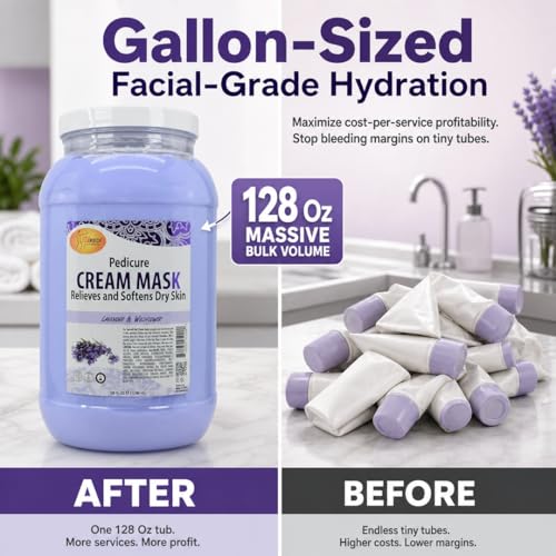 SPA REDI Pedicure Cream Mask & Massage Lotion - Lavender & Wildflower (128 oz)