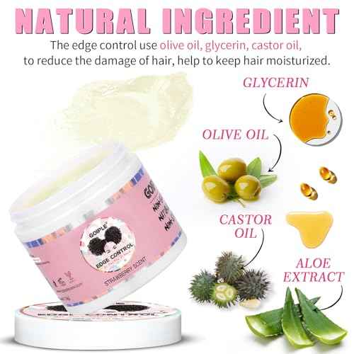 Edge Control Wax for Women Strong Hold - Edge Smoother Edge Wax Styling Gel Edge Control Wax for Black Hair - Rose & Castor Hair Oil for Hair Growth Strengthening Hair Oil Briad Bonnet Brush Set