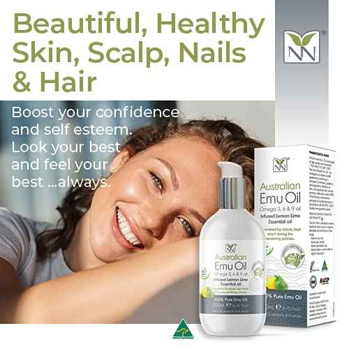 Y Not Natural Emu Oil Pure Skin Moisturizer - Nail, Body, Face, Scalp & Hair Moisturizer with Omega 3, 6, 9, Vitamins, & Minerals - Australian Emu Oil for Skincare 200 mL, Lemon Lime