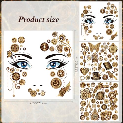 Steampunk Temporary Tattoos Face Tattoos Sheet Set