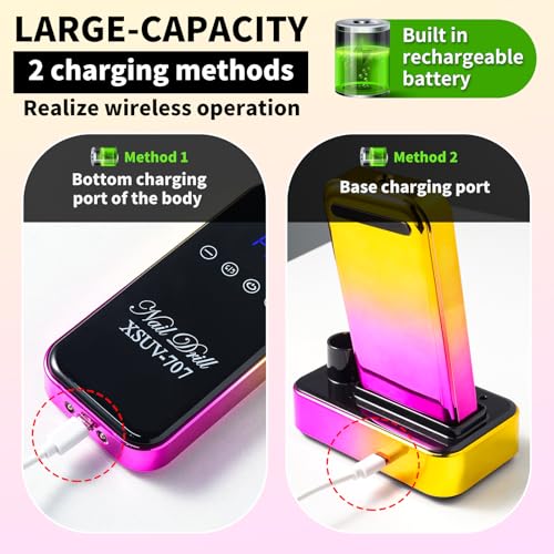 Cordless Nail Drill 45000 RPM - Rechargeable Electric Nail File Kit for Manicure & Pedicure