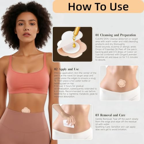 Castor Oil Patches – FDA/CE Certified Self-Adhesive Belly Button