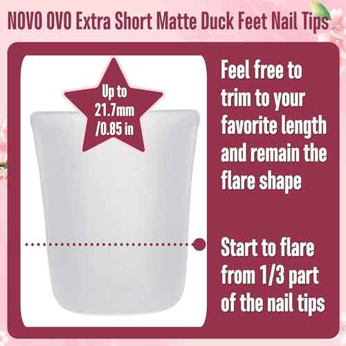 NOVO OVO Duck Nail Tips Extra Short Full Cover Press on, Pre-etched for Acrylic Design, Clear Pre-applied Tip Primer Soft Gel Y2K Flare Fake False Nail Extension Full Coverage x 12 Sizes 120 pcs