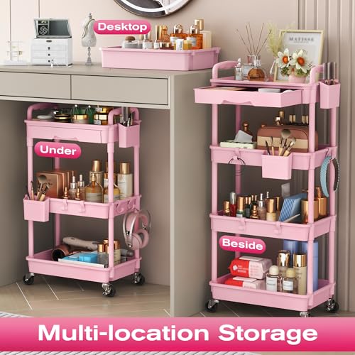 Goovilla Rolling Makeup Organizer Cart with Removable Drawer