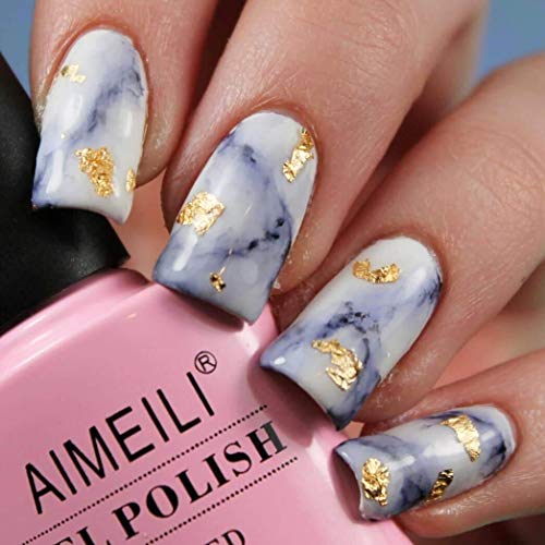 AIMEILI 2Pcs Black White Gel Nail Polish, Builder Base Clear Sheer Color Gel Set