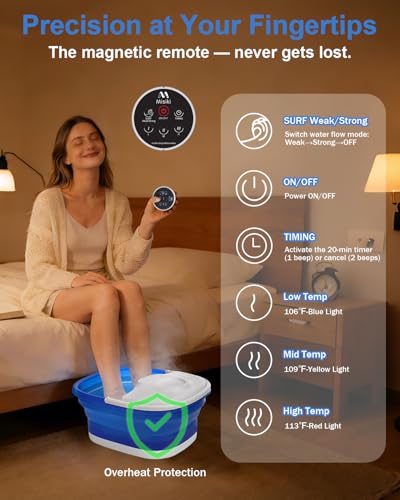 Collapsible Foot Spa Bath with Heat & Remote Control - 16 Massage Rollers