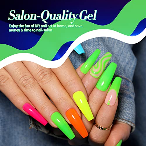 Born Pretty Gel Nail Polish Halloween Neon Gel Nail Polish Set Fluorescent Gel polish Orange Hot Pink Blue Yellow Green Purple Vibrant Soak Off UV LED Gel Nail Polish Nail Art 7ml 6pcs