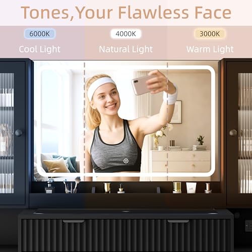 55-Inch Makeup Vanity Desk with Mirror & RGB Lights