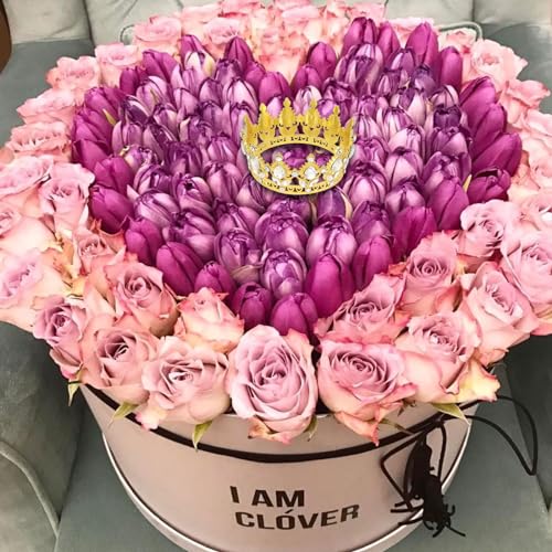 YARIEW Gold Crown Flower Tiara with Rhinestones for Weddings & Parties