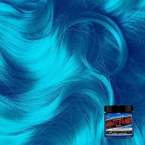 MANIC PANIC Classic Atomic Turquoise Semi Permanent Hair Color - Neon Aqua Blue Hair Dye for Women & Men That Lasts 4-6 Weeks - Vegan, Ammonia & Cruelty-Free - Create & Mix Custom Shades (4oz / 2pk)