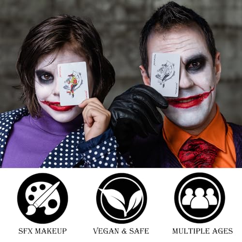 Black White Red Face Paint Kit with Brushes & Sponges